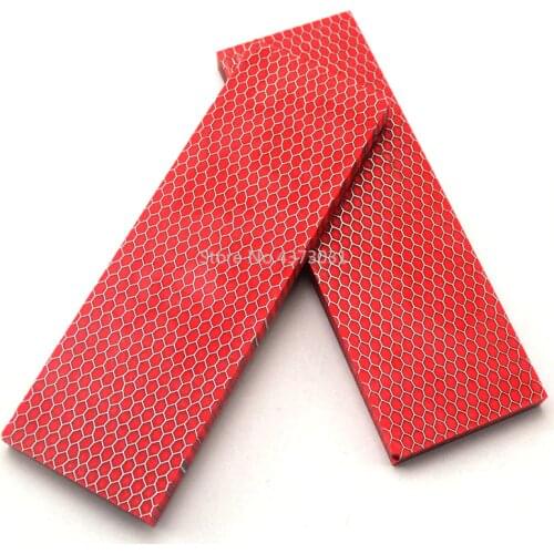2 pieces Red C-Tek For DIY Knife handle material plate Resin material Snake grain Honeycomb pattern Slingshot handle 120x40x8mm