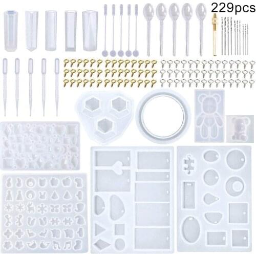 229Pcs Mixed Style Silicone Epoxy Resin Casting Molds UV Tool Set For DIY Pendant Jewelry Making Finding Accessories Supplies