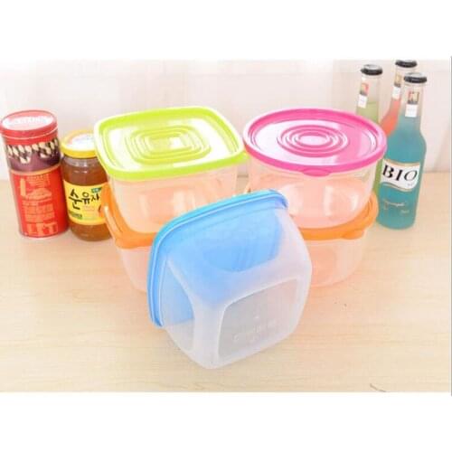 5pcs/lot Food Container Plastic Bento Fresh-Keeping Box Fridge Multi Capacity Crisper Microwave Kitchen Storage Box XB 102