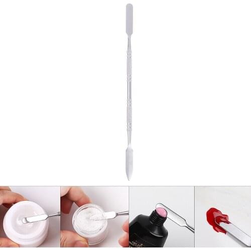 5styles Double Head Nail Art Manicure Stainless Steel Spoon Shape Pusher Dead Skin Clip Remover Manicure Spatula Mixing Tool