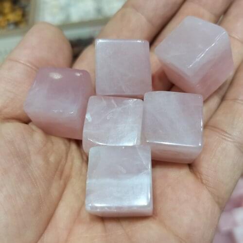 6pcs Natural Rose Quartz Crystal Gravel Rock Madagascar Pink Powder Cube Gemstone Mineral Specimen Home Decoration Energy Stone