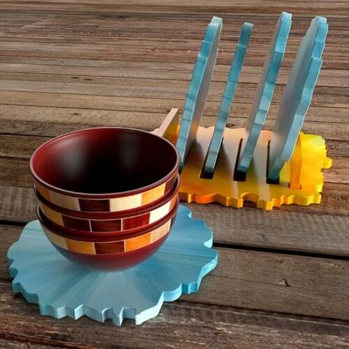 6 Pcs/Set Wine Rack Epoxy Resin Mold Cup Holder Coaster Silicone Mould DIY Handmade Crafts Home Decoration Casting Tool