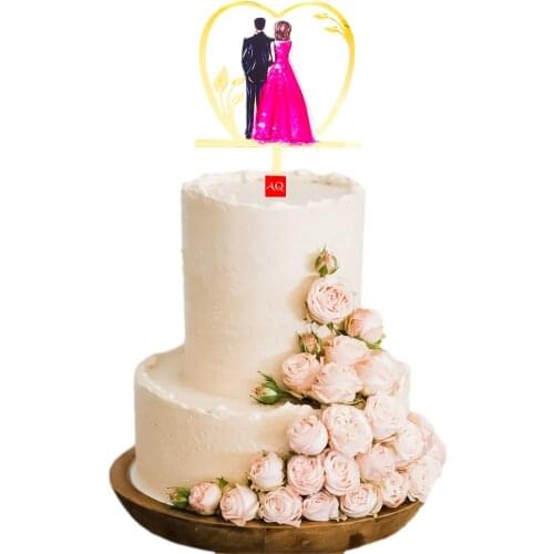 Acrylic Wedding Cake Topper Bride to be Cake Decorations Mariage Anniversary Birthday Party Baking Dessert Cake Top Flag Cupcake