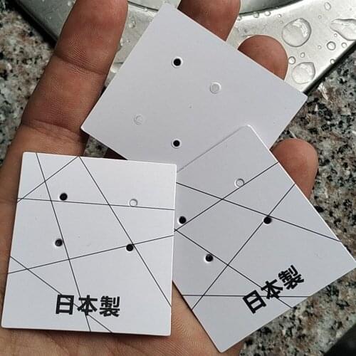 1000PCS , 4.5 * 5 cm Custom 400gsm white coated paper tag earring cards Jewelry tags 4 holes