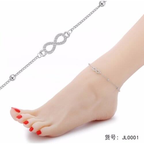 Bohemian CZ Zircon Anklets For Women Good Luck 8 Words Ankle Bracelet Charm Beach Foot Jewelry Accessories Gifts JL0001