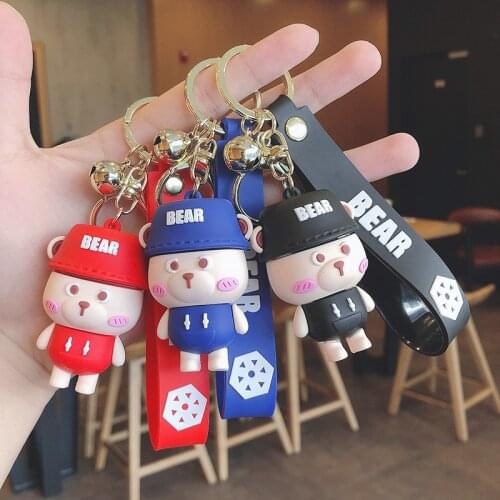 Cartoon Bear Doll Key Chain Creative Animla Doll Keychain Pendant Cute Women Men Backpack Car Keyring Jewelry Gifts