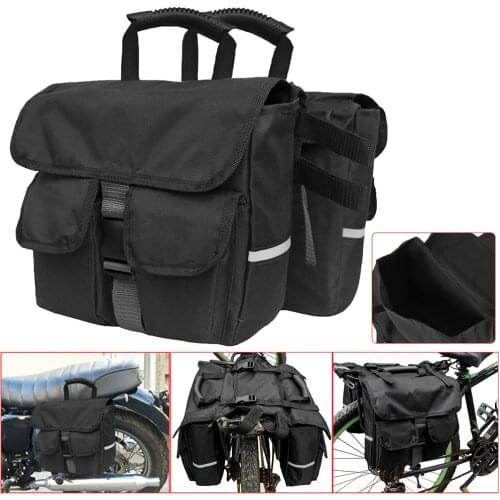 Black Motorcycle Bicycle Saddlebag Rear Seat Backpack Detachable Backseat Saddle Bag