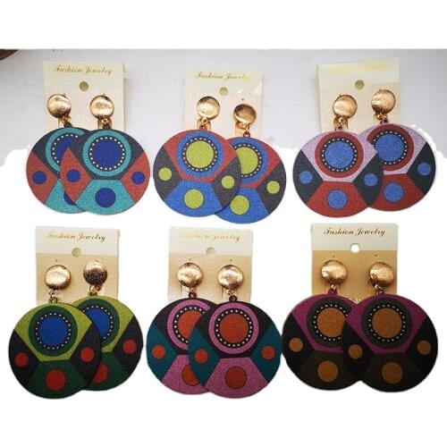 2020 African Pattern Stud Wooden Earrings