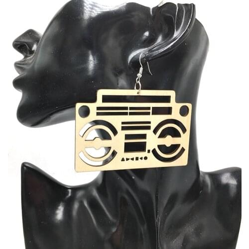 Laser Cut boom box Wood Earrings can mixed 3 colors