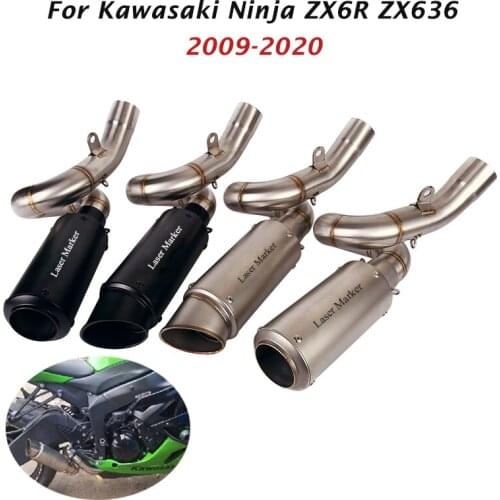 For Kawasaki Ninja ZX6R ZX636 2009-2020 Motorcycle System Exhaust Escape Tail Tips Mid Link Pipe