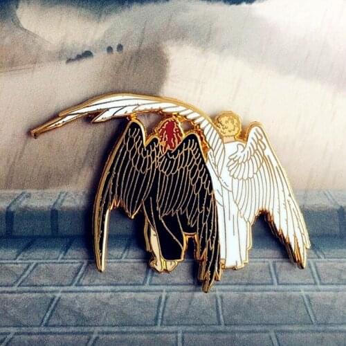 Good Omens Ineffable Angel Wings Brooch Pins Enamel Metal Badges Lapel Pin Brooches Jackets Jeans Fashion Jewelry Accessories