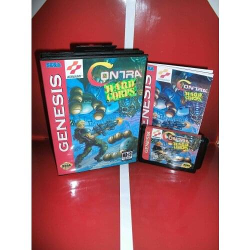 Contra Hard Corps Game cartridge with Box and Manual 16 bit MD card for Sega Mega Drive for Genesis