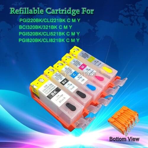 6 Color,PGI-520 CLI-521 Chipped refillable cartridge pgi-520BK cli-521BK C M Y GY for PIXMA MP980,European model ,1 SET,6PCS