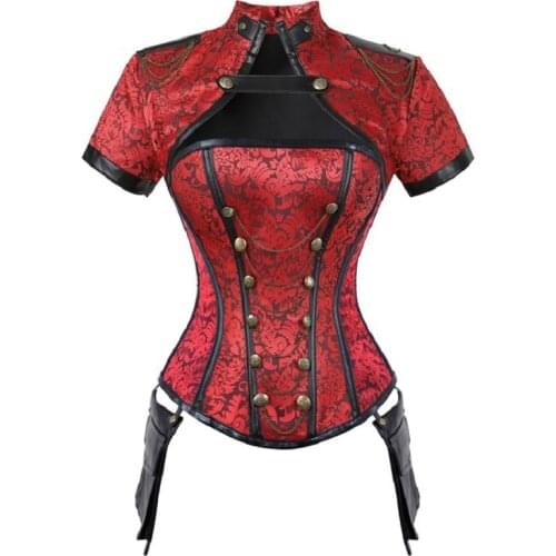 Steampunk Sexy Corset Women Corset Shawl Tops Punk Gothic Style Retro Shaper Bustiers Plus Size S-2XL Pocket Corselet Shapewear