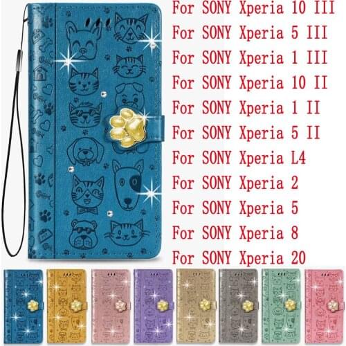 Sunjolly Leather Case Flip Card Wallet Stand Cover coque For SONY Xperia 10 III 5 III 1 III 10 II 1 II 5 II L4 2 5 8 20