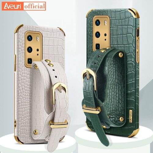 Wrist Strap Leather Phone Case For Huawei P Smart 2021 P30 Lite P40 Pro Plus Mate 20 30 40 Nova 7i 7 SE Y7A Honor 20S 30S Cover