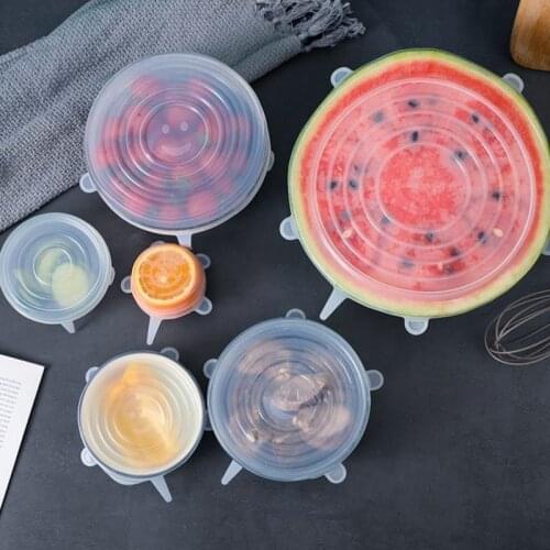 6-Piece Lid for Airtight Container Food Cover Stretchable Reusable Xg278