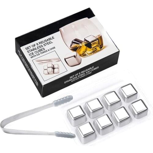 Stainless Steel Ice Cube Stainless Steel Ice Particles Whiskey Whisky Stone Red Wine Ice Stone 304 Ice Particles 8 Pieces