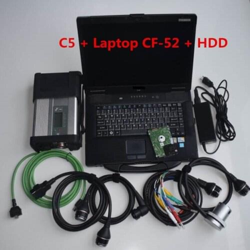 Best MB Star C5 multiplexer with cables full set + laptop CF52 CF-52 2020.12V Software HDD 500GB MB STAR C5 car diagnostic tool