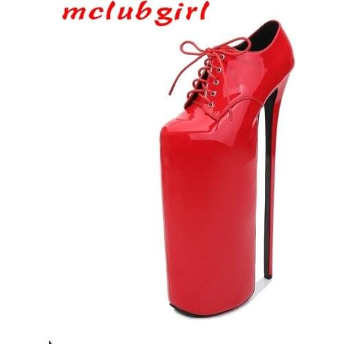 Mclubgirl 2020 New Womens Sexy Super High Heels 30cm Creative Waterproof Platform Net Red Large Size Show Shoes WZ-M30-50