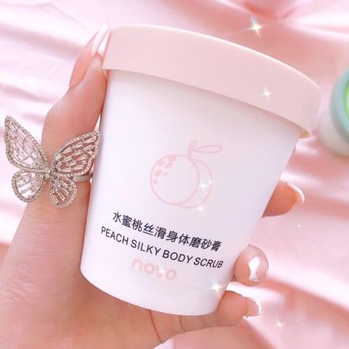 Honey Peach Silky Body Scrub Moisturizing Nourishing Smooth Deep Cleasing Gentle Soften Aged Horniness Brighten Skin Bath Lotion