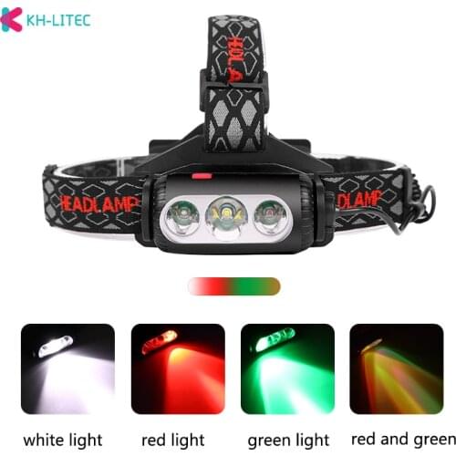 Powerful COB T6 LED Headlamp XPE Green Red Light Headlight 8- Mode USB Charger 18650 Head Torch Camping Hunting Frontal Lantern