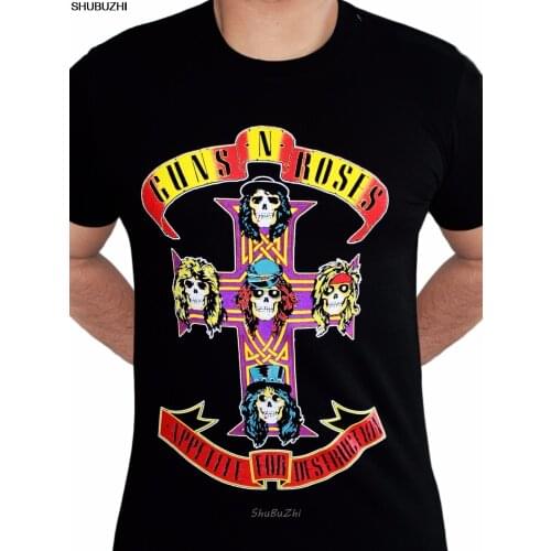Guns N Roses Logo Appetite for Destruction Cross Slash Black Mens T-shirt sbz3380