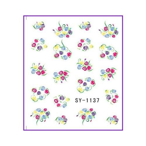 6 PACK/ LOT GLITTER WATER DECAL NAIL ART NAIL STICKER FLOWER VINE GRASS SY1137-1142
