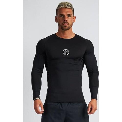 New Workout Mens Sports Fitness Bodybuilding Long Sleeve T-shirt Breathable Casual Autumn and Winter Fashion Trend Slim T Shirt