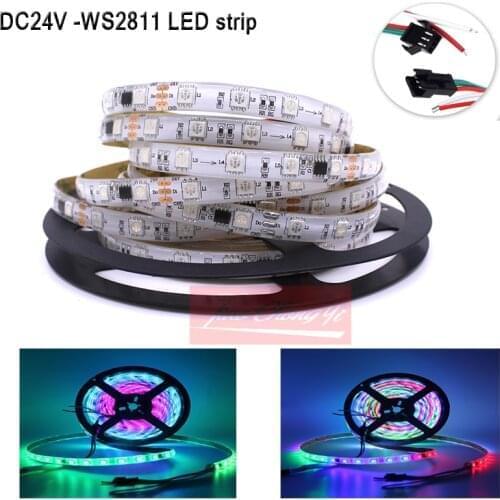 New Hot 5M WS2811 60led/m DC24V LED strip Addressable Dream full color IP65 waterproof