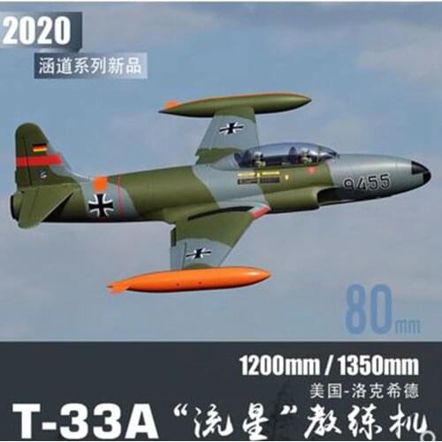 Freewing 80mm T-33 Shooting Star Electric RC EDF Jet Trainer Plane Model KIT with Servo
