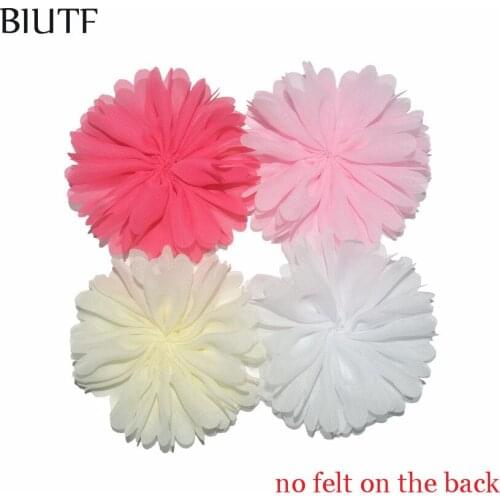 Wholesale 500pcs/lot 3.5'' Solid Color Soft Ballerina Chiffon Flower Bouquet Flowers Decorations No Hair clips for Headban TH278