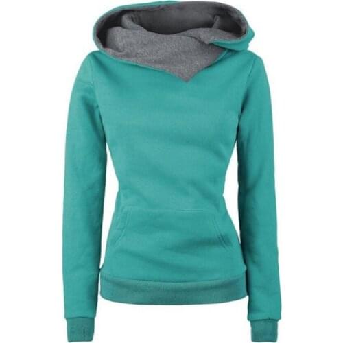 Fall hooded pullovers womens solid long sleeves contrast hoodie sweatshirts ladies girls clothes clothing S-2XLg korean hoodie