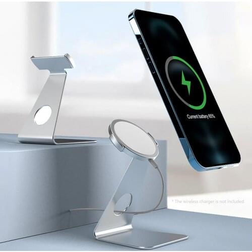 SJ08 Wireless Charging Stand Portable Aluminum Alloy Magnetic Charger Stent Phone Holder Cellphone Accessories for iPhone 12
