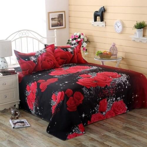 2/3 pcs Bed Sheet Set 3D Printed Polyester Bedding Sheets Flower Rose Single Queen Size Bedding Flat Sheets And Pillowcase