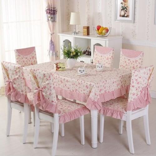 Print Dinning Tablecloth Cotton Cloth Fabric Table Cloth Chair Cover Chair Cushion Set Household Decoration Tea Table Cloth W