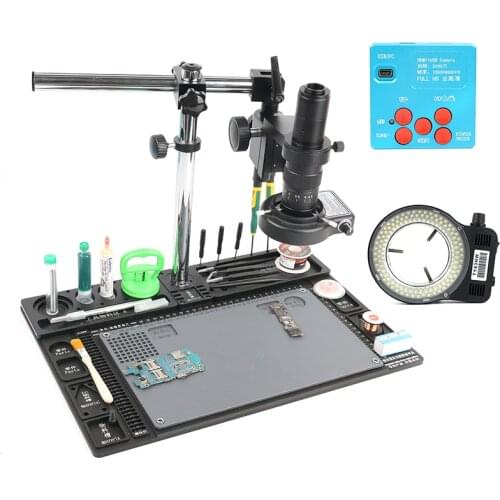 30MP 2K Industry HDMI Video Microscope Camera 120/180/300X C-Mount Lens Big Workbench For PCB SMD Soldering Repair