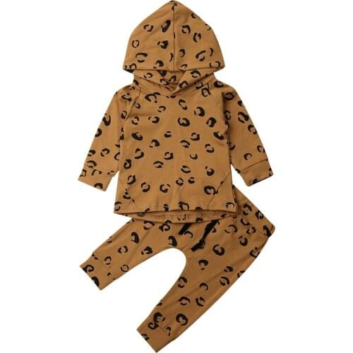 Pudcoco 2020 Leopard Infant Baby Girl Clothes Hooded Tops+Leggings Pants Newborn Kids Girls Spring Autumn Outfit Tracksuit 0-24M