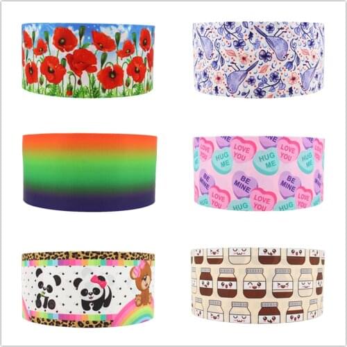 Q&N ribbon 50Yards 16mm-75mm cute cartoon animal Grosgrain/FOE Ribbons for DIY Bow Craft Wedding Christmas Party Decoration