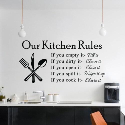 Vinyl Kitchen Rules Wall Art Decal Kitchen Sticker For Home Kitchen Decoration Removable A002772