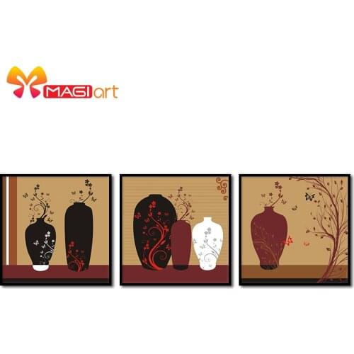 Cross stitch kits Embroidery needlework sets 11CT water soluble canvas patterns 14CT Japanese Style artisitc vase-NCMF103