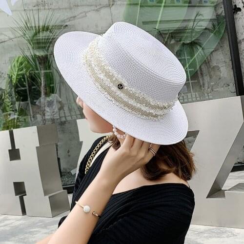 2021 Women Straw formal hat Fashion Sun Summer Hat For Girls Lady Flat Panama Beach Hat Party For Women Summer Holiday Panama