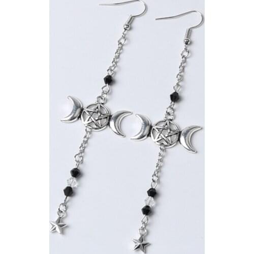 Witch Jewelry Moon Dangle Drop Earrings Crystal Beads Sophisticated Jewellery 2021 NEW Women Gift Fashion Witch Magic Pagan