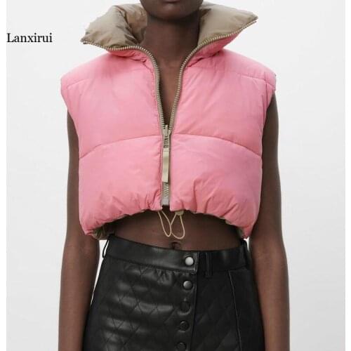 Women Fashion Thick Warm Coat Vintage Pockets Drawstring Wear Both Positive And Negative Sleeveless Cotton Vest Outerwear
