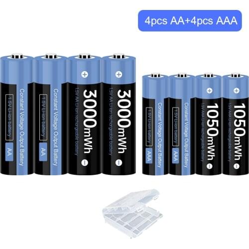 1.5v aaa Lithium Li-ion Rechargeable Battery aaa 1050mWh+1.5v AA Rechargeable battery Lithium Rechargeable Battery AA 1.5V