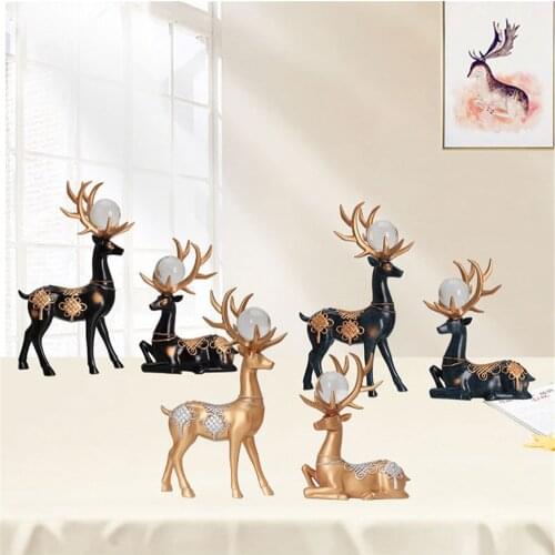 1 Pair Elk Resin Decorative Crafts Statue Living Room Home Desktop Decoration Art Gift