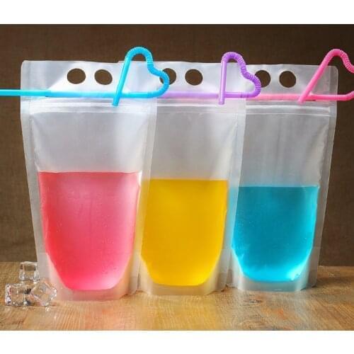 2000pcs 250ml 500ml 700ml Standing Frosted Plastic Repeatable Closure Bag Portable Milk Beverage Transparent Packaging Bag