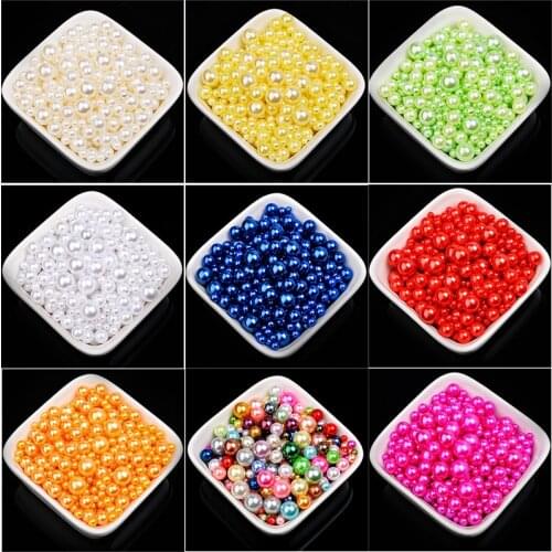 3/4/6/8MM Mixed Sizes No Hole ABS Imitation Round Pearls For DIY Crafts Scrapbook Nail Arts Jewelry Making Garment Pearl Beads