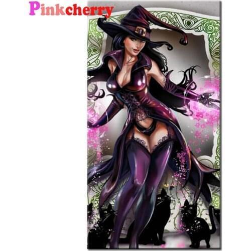 Halloween witch cat diamond painting sexy woman diamond mosaic sale diamant painting cartoon diamond embroidery full square art