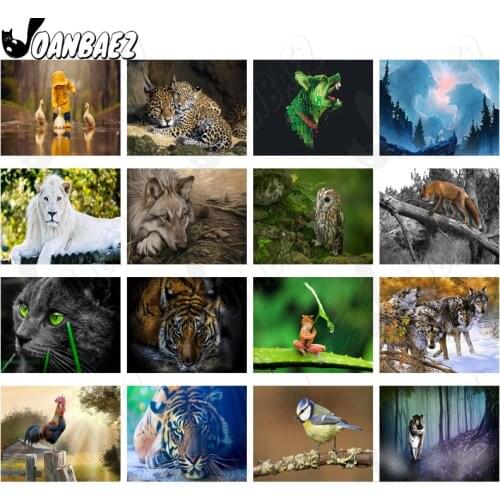 Forest Animal Series 5D Diy Diamond Painting Wolf Leaping Frog Round Diamond Art Inlaid Home Room Wall Decoration Accessories